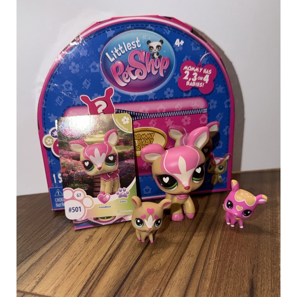 Littlest Pet Shop LPS Mommy & Babies Pink Deer #501 Baby Pets G7 Series 6